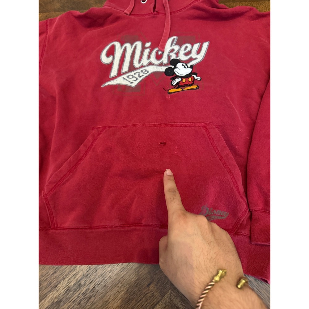 Walt Disney World Mickey Mouse 1928 Red Hoodie Pullover Sweatshirt Mens Large - Picture 4 of 8